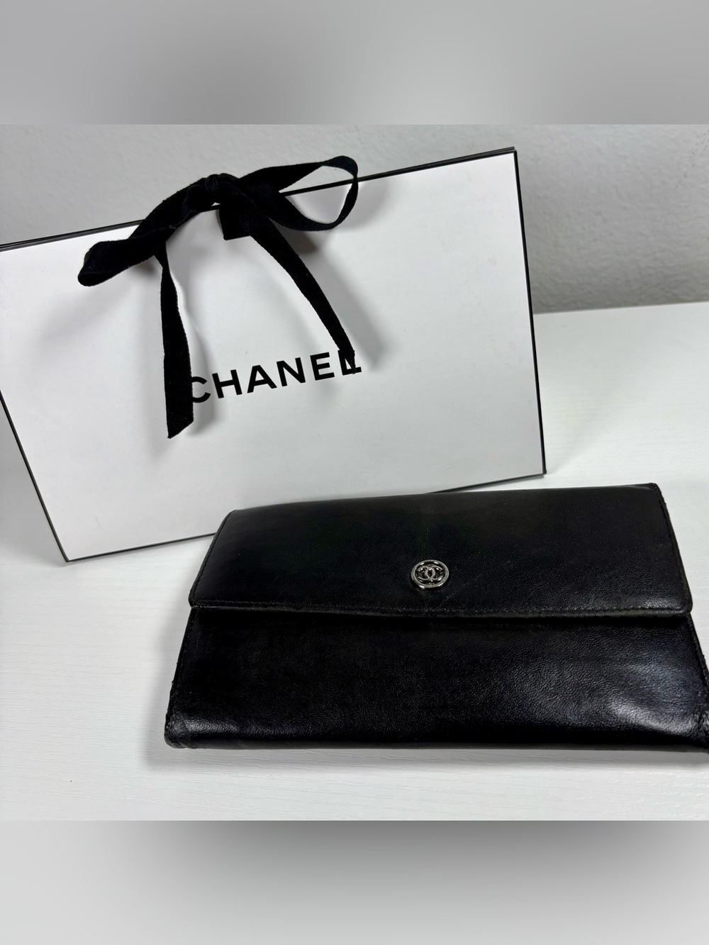 Chanel Coco Button trifold long wallet